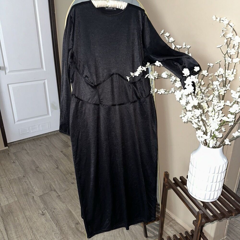 Pretty‎ Little Thing Plus Dress Black , Corset Simulate Midi Dress Size 22